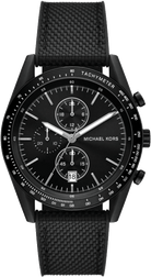 Michael Kors Warren MK9143 men's black dial black nylon strap chronograph watch front view