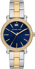Michael Kors Corey MKO1049 women's navy blue dial two-tone stainless steel watch front view