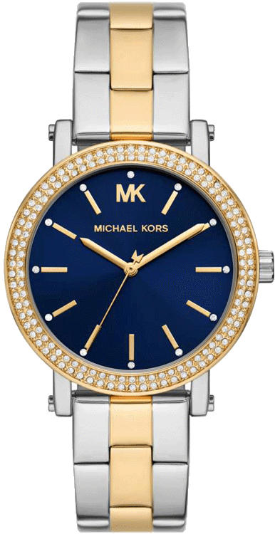 Michael Kors Corey MKO1049 women's navy blue dial two-tone stainless steel watch front view