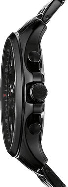 Side profile of Michael Kors Pilot MK9127 black stainless steel men's watch