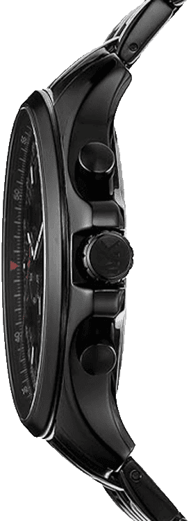 Side profile of Michael Kors Pilot MK9127 black stainless steel men's watch