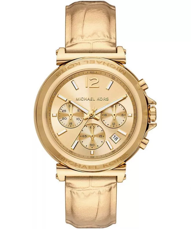 Michael Kors MK7508 metallic crocodile leather strap watch