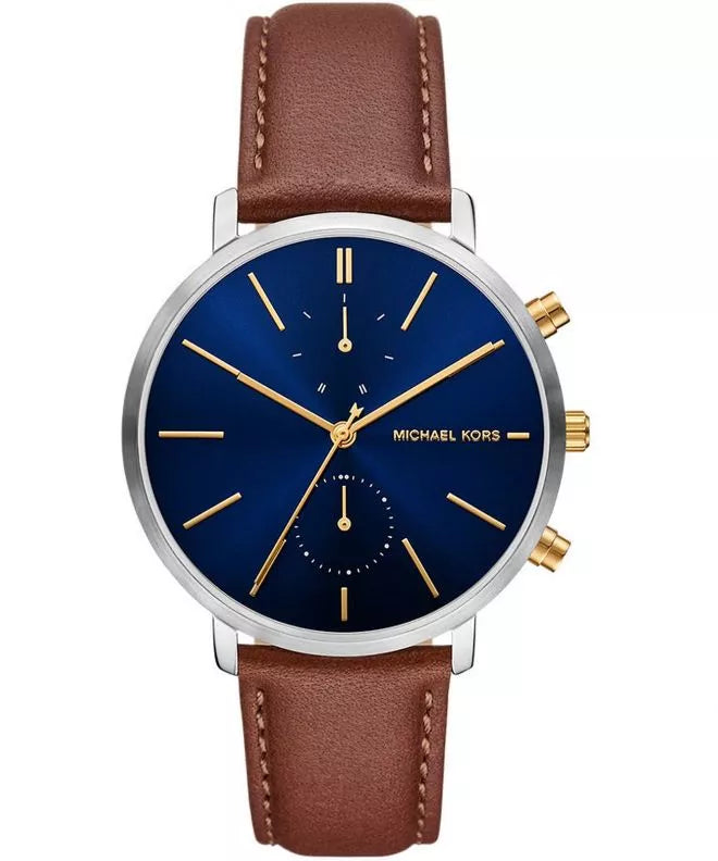 Michael Kors Blake men's blue chronograph leather watch
