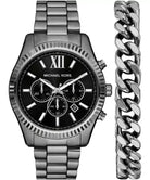 Michael Kors Lexington MK9217SET men's gunmetal watch and bracelet set