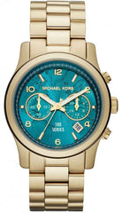 Michael Kors Runway Hunger Stop MK8315 Unisex Blue Dial Gold Stainless Steel Chronograph Watch