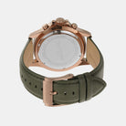 Back case of Michael Kors MK9090 quartz chronograph green leather wristwatch