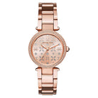 Michael Kors Mini Parker Floral MK6470 women's rose gold floral dial stainless steel watch front view
