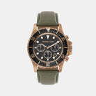 Michael Kors Everest MK9090 men's black sunray dial green leather chronograph watch front view