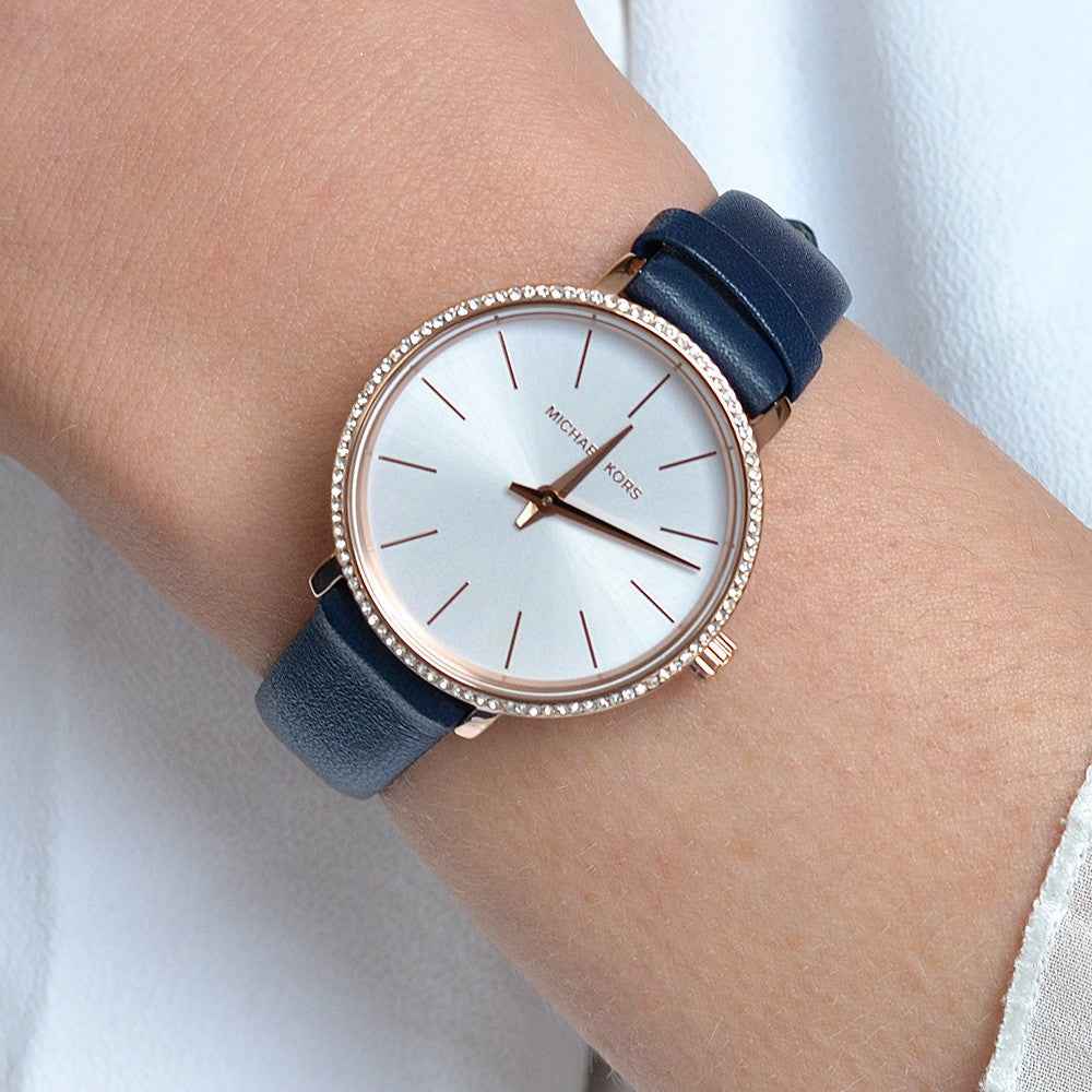 Michael Kors Pyper MK2804 Women's White Dial Blue Leather Watch