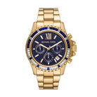 Michael Kors Everest MK6971 women's blue dial gold-tone stainless steel chronograph watch front view