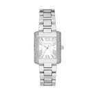 Michael Kors Emery MK4642 women's silver rectangular stainless steel watch front view
