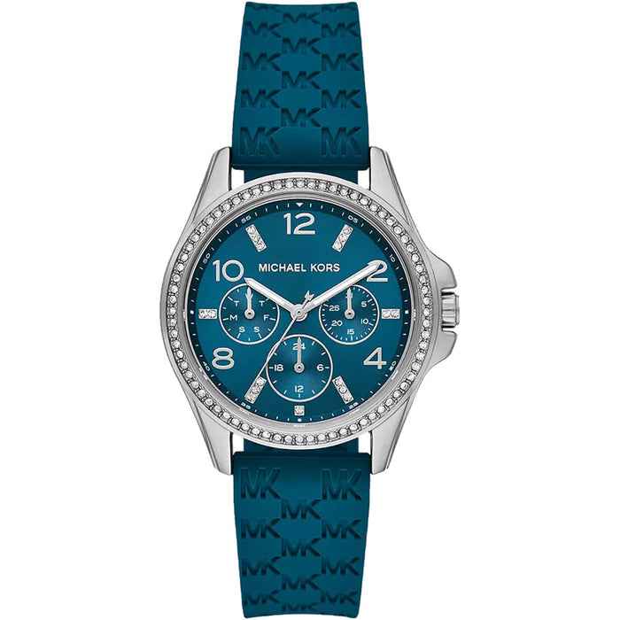 Mini Pilot Pavé MKO1004 Women's Blue Dial Blue Silicone Strap Watch