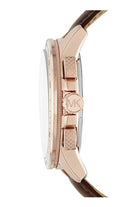 Side profile of Michael Kors MK8519 brown leather strap men's watch