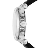 Side profile of Michael Kors Dylan MK8903 black PVC strap men's watch