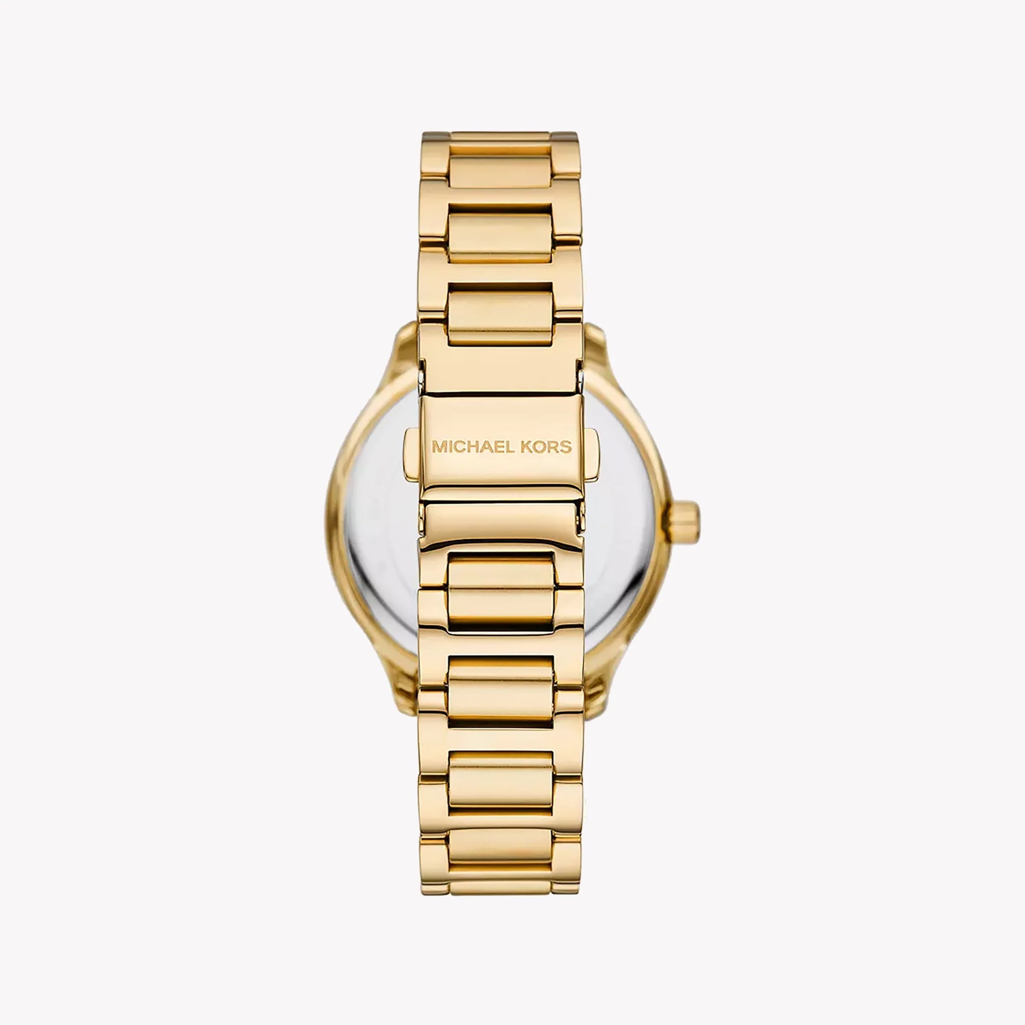 Back view of Michael Kors MK4805 quartz watch with gold stainless steel case