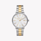 Michael Kors Blake MK9134 men's white dial two-tone stainless steel watch front view