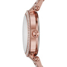 Side profile of Michael Kors Mini Parker Floral MK6470 rose gold women's watch