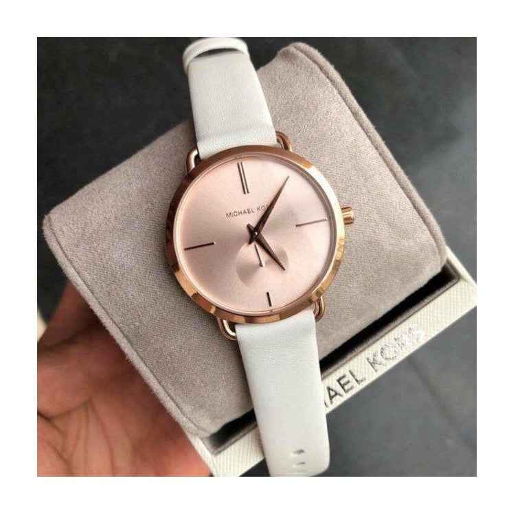Michael Kors Portia MK2660 Women's Rose Gold Dial White Leather Watch