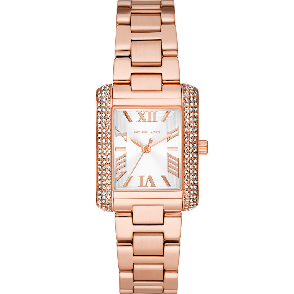Michael Kors Emery MK4641 women's silver dial rose gold stainless steel watch front view