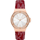 Michael Kors Lennox MK7308 women's silver dial red PVC strap watch front view