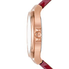 Side profile of Michael Kors Lennox MK7308 red PVC strap watch