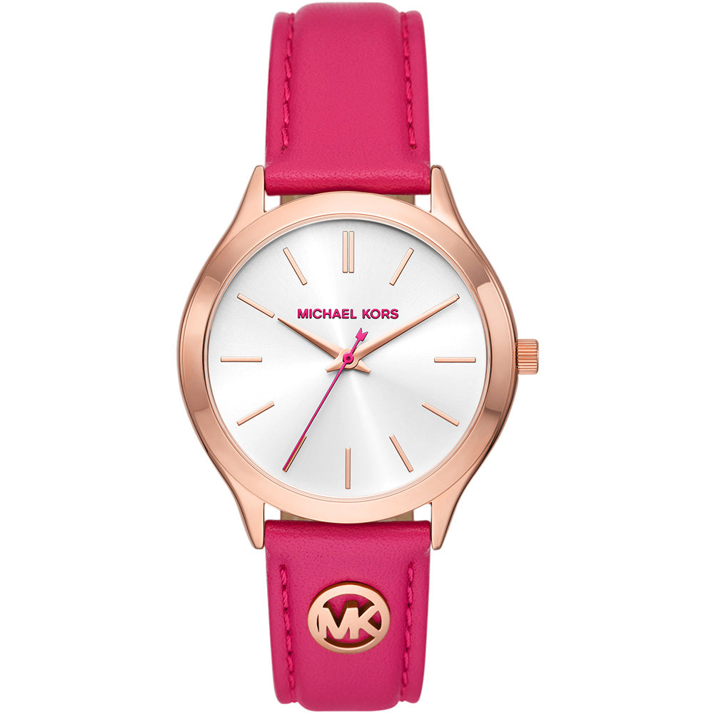 Michael Kors Slim Runway MK7469 women's rose gold leather watch