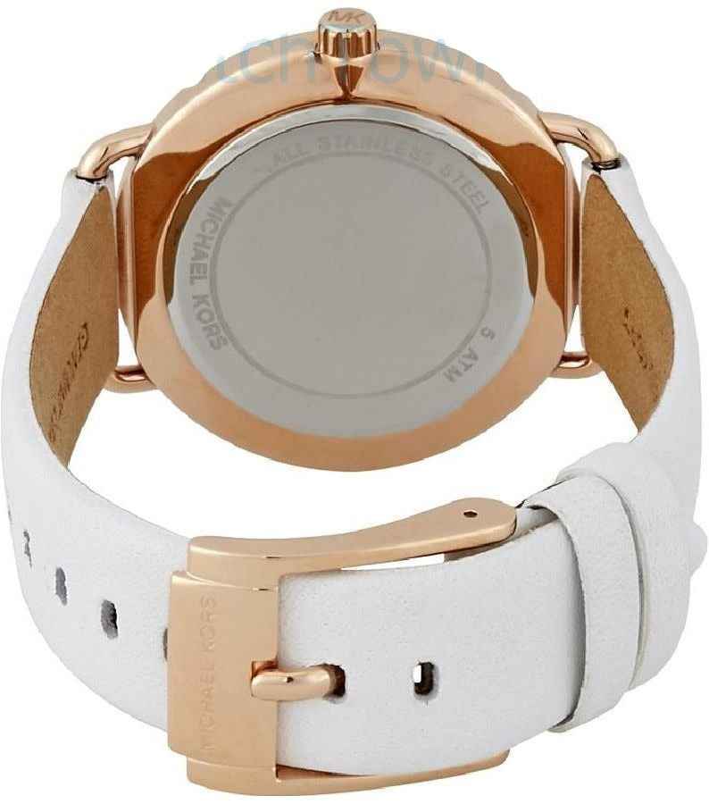 Michael Kors Portia MK2660 Women's Rose Gold Dial White Leather Watch