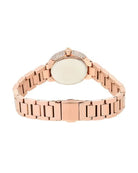 Side profile of Michael Kors Taryn MK3858 rose gold stainless steel women's watch