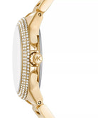 Side profile of Michael Kors Camille MK6981 gold-tone stainless steel bracelet watch