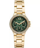 Michael Kors Camille MK6981 women's green dial gold-tone stainless steel watch front view