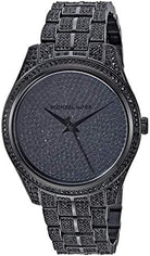 Close-up of Michael Kors MK3980 black analog dial with pavé crystal bezel