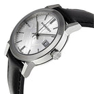 Burberry The City Silver Dial Black Leather Strap BU9106 – Unisex Watch - Luxverse
