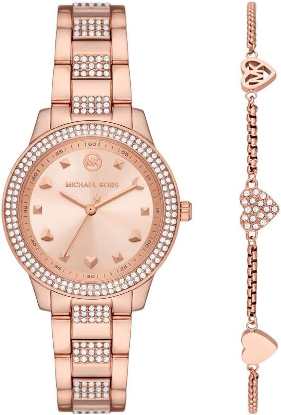 Michael Kors Tibby Gift Set MK1070SET women's rose gold dial stainless steel watch front view