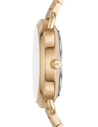 Side profile of Michael Kors Portia MK3840 gold stainless steel women's watch