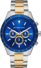 Michael Kors Layton MK8825 men's blue dial two-tone stainless steel chronograph watch front view