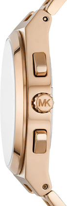 Side profile of Michael Kors Lennox MK9119 rose gold stainless steel men's watch