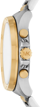 Side profile of Michael Kors Brecken MK9064 two-tone stainless steel men's watch