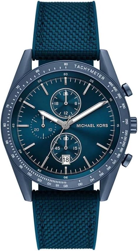 Michael Kors Warren MK9142 men's blue dial blue nylon strap chronograph watch front view