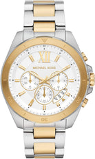Michael Kors Brecken MK9064 men's silver dial two-tone chronograph watch front view