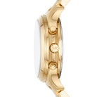 Side profile of Michael Kors Runway Chronograph MK7326 gold bracelet watch