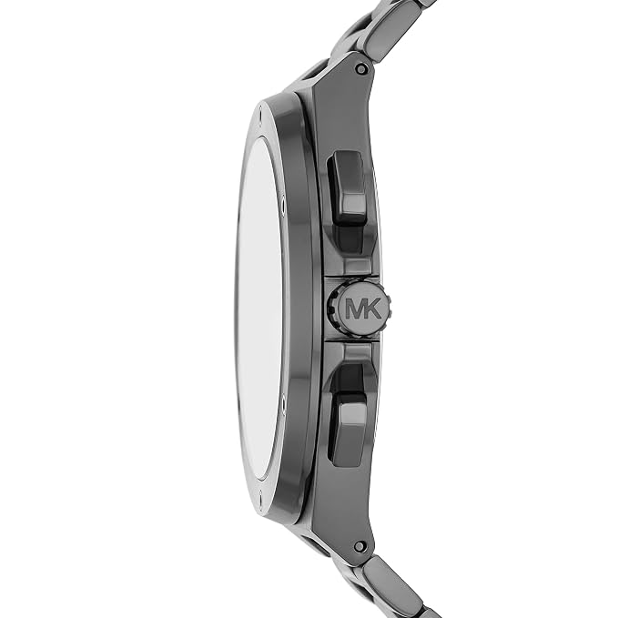 Side profile of Michael Kors Lennox MK9102 gray stainless steel men's watch