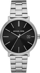 Michael Kors Blake MK9133 men's black dial silver stainless steel watch front view