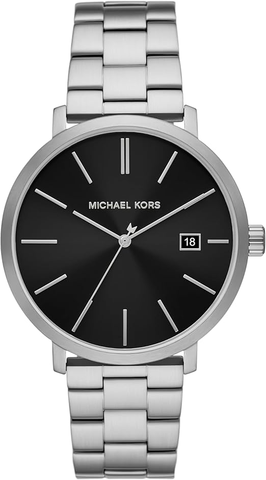 Michael Kors Blake MK9133 men's black dial silver stainless steel watch front view