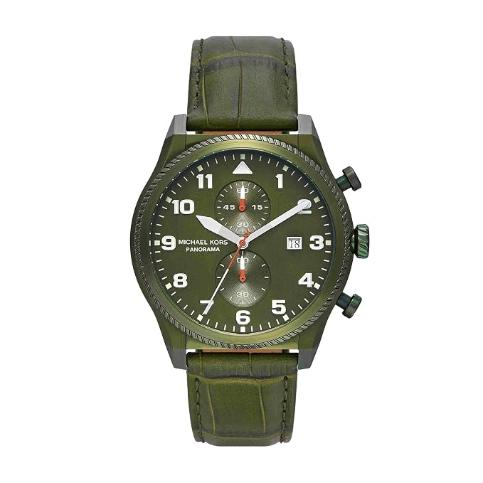 Michael Kors Panorama MK9199 men's olive chronograph leather watch