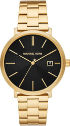 Michael Kors Blake MK9136 men's black dial gold stainless steel watch front view