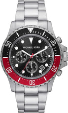 Michael Kors Everest MK8977 men's black sunray dial stainless steel chronograph watch front view