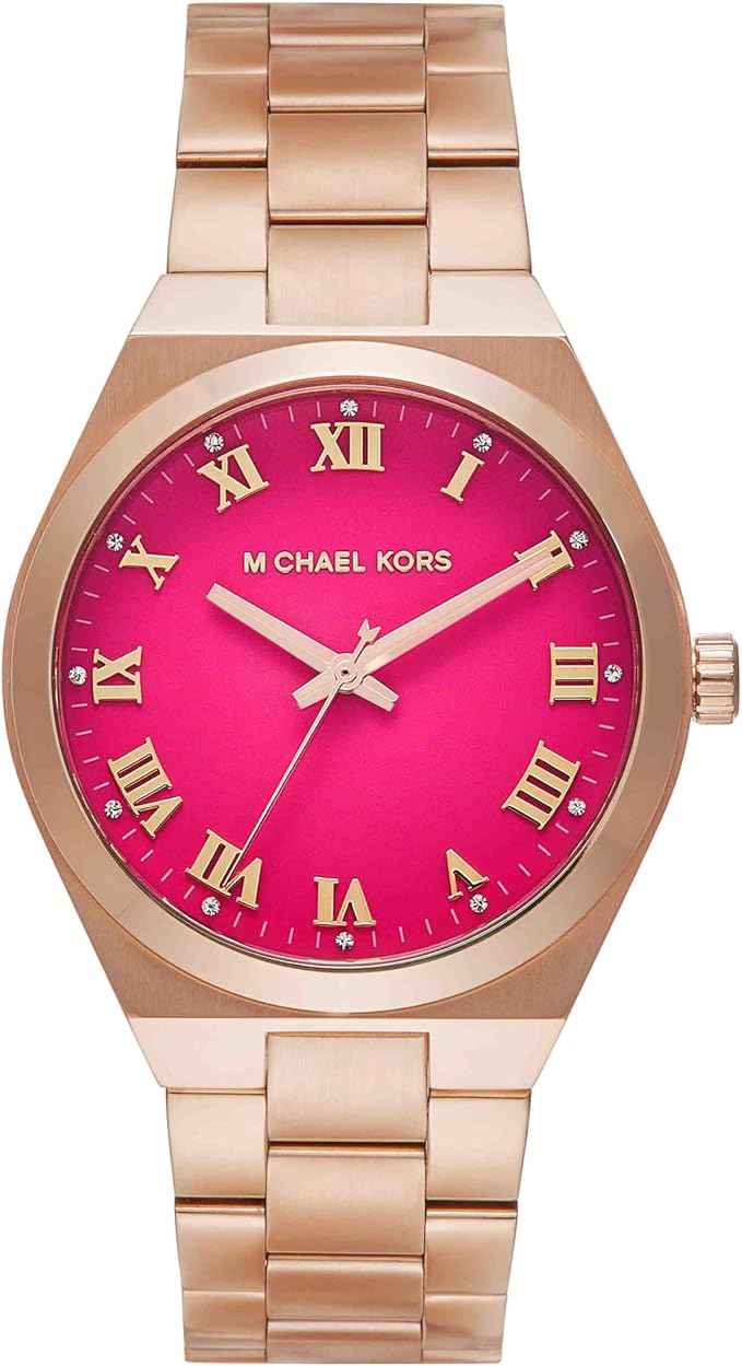 Michael Kors Lennox MK7462 Women's Pink Dial Rose Gold Stainless Steel Watch