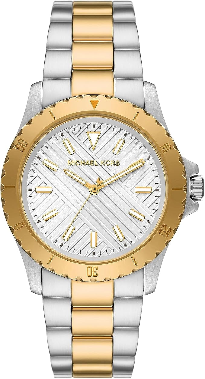 Michael Kors Everest MK9141 men's silver dial two-tone stainless steel watch front view
