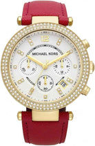 Michael Kors Parker MK2297 Women's White Dial Pink Leather Chronograph Watch