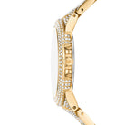 Side view of Michael Kors Camille MK4800 gold stainless steel bracelet watch